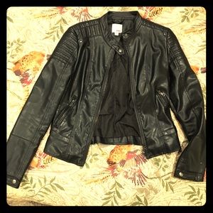 Black Faux leather Bongo jacket EUC Medium